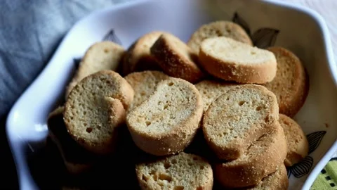 Biscuits on plate Stock Footage 150698742