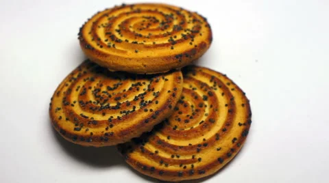Biscuits with poppy seeds. Rotation view Stock-Footage 44250109