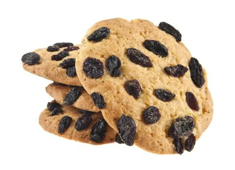 Biscuits with raisins isolated on white background Stock Photos
