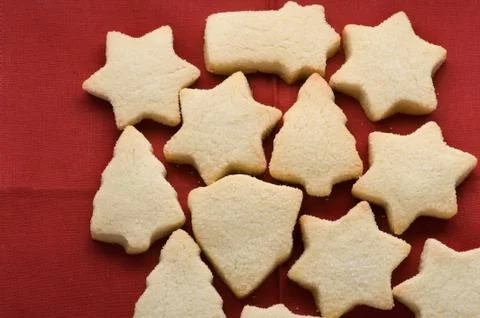 Biscuits on red background Stock Photos