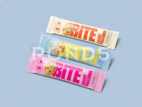 Biscuits Sachet Packaging Mockup PSD Template