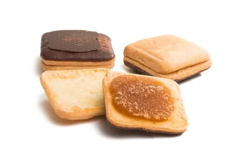 Biscuits sandwich with jam Stock Photos