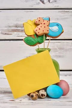 Biscuits on stick in vase. Stock Photos