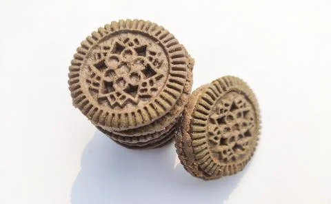 Biscuits top view isolated on a white background. Stock Photos