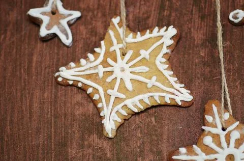 Biscuits with white glaze Stock Photos