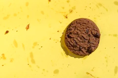 Biscuits on yellow background Stock Photos