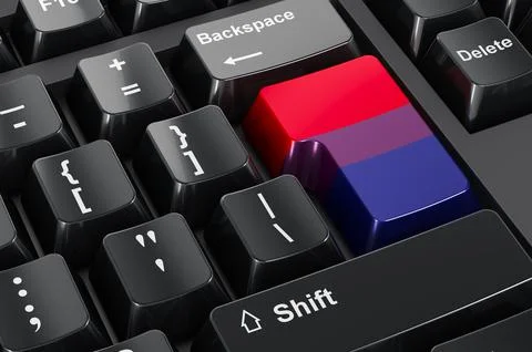 Bisexual flag painted on computer keyboard. 3D rendering 스톡 일러스트