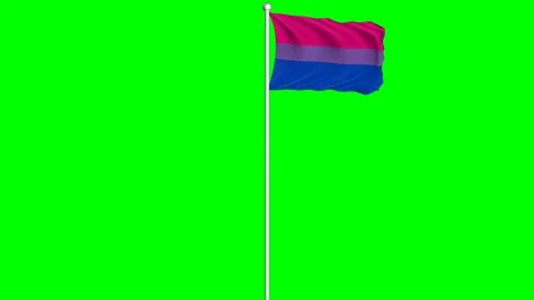 Bisexual Flag Waving Fluttering on Wind Loopable Green Blue Screen Matte Stock Footage 77698014