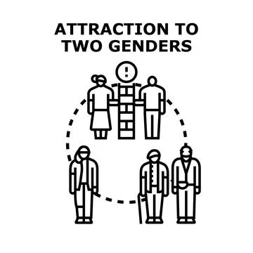 Bisexual person feeling attraction to two genders concept Stock Illustration
