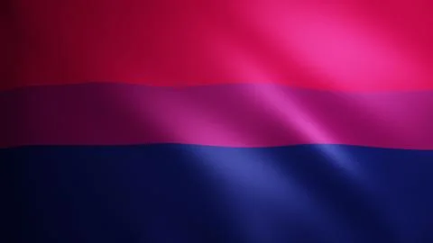 Bisexual Pride flag with fabric texture that moves in the wind. Smooth move.. Stock Illustration