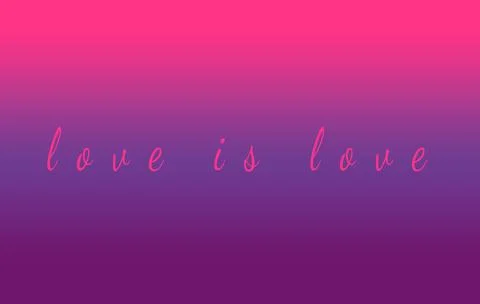 Bisexual pride gradient background with written words love is love Stock Photos