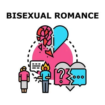 Bisexual romance concept with broken heart and communication Stock Illustration