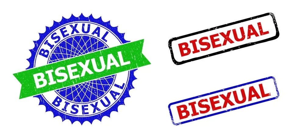 BISEXUAL Rosette and Rectangle Bicolor Stamps with Unclean Styles Stock Illustration