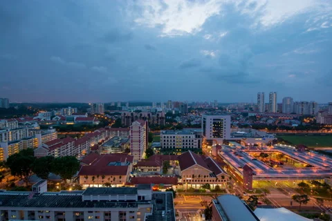 Bishan hdb town high angle sunset Stock Footage 154752976