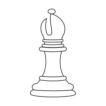 Bishop chess piece outline vector illustration. American Chess Day concept. Stock Illustration