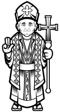 Bishop Line Art Stockillustratie