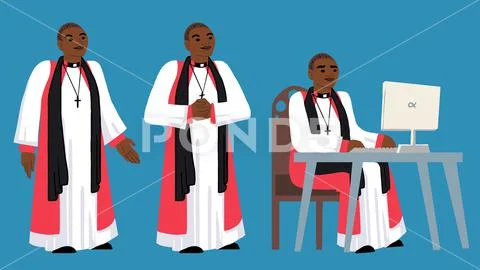 Bishop Priest BAME POC Pose Set PSD Template