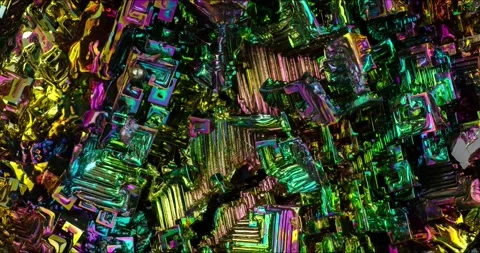 Bismuth crystal top view 360° rotation in 4k Stock Footage 237868026