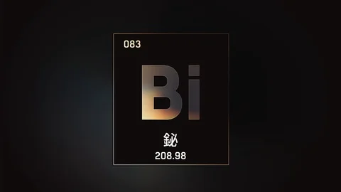 Bismuth as Element 83 of the Periodic Table 3D illustration on grey background 스톡 동영상 126453881