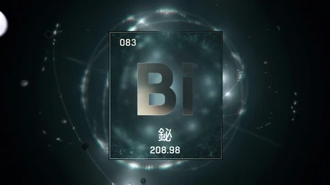 Bismuth as Element 83 of the Periodic Table 3D illustration on green background Stock-Footage 126453903