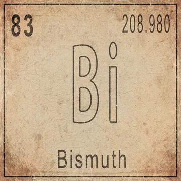 Bismuth Element Card from Periodic Table on Vintage Old Paper Stock Illustration