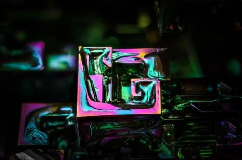 Bismuth hopper crystal Stock Photos