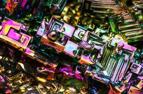 Bismuth hopper crystal Stock Photos