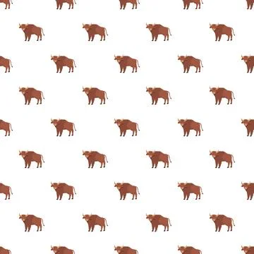 Bison animals forming a repeating decorative pattern Stock Illustration