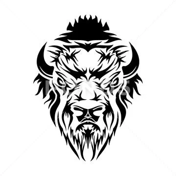 Bison. Black tribal tattoo. Stock Illustration ~ #169205324