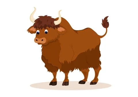 Bison Cartoon Character Vector Isolated On White Background Stock Illustration