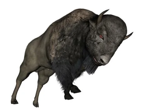 Bison charging - 3D  render Stock Illustration