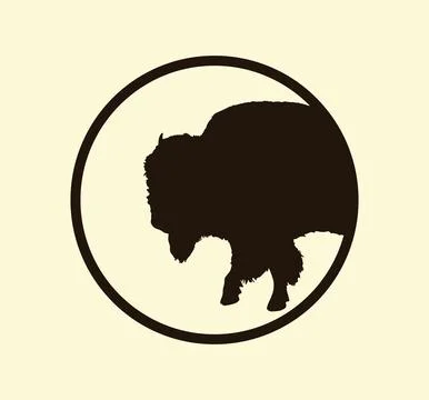 Bison in Circle Logo Design Stock Illustration