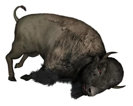 Bison dead - 3D  render Stock Illustration