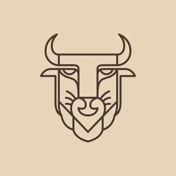 Bison head powerful animal logo design vector Stock Illustration