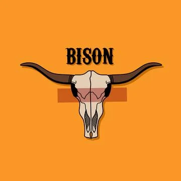 Bison Head Skull Vintage Theme Stock Illustration