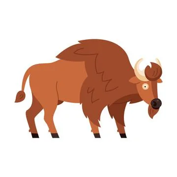 Bison icon. Vector illustration of american bison, standing in profile, in tr Stock Illustration