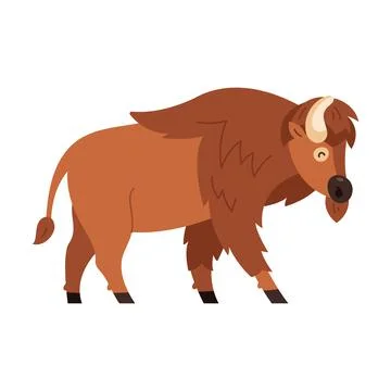 Bison icon. Vector illustration of american bison, standing in profile, in tr Stock Illustration