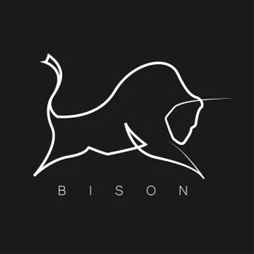 Bison logo, One line, design silhouette Ilustración de archivo