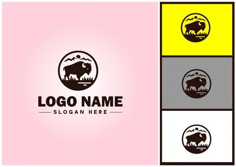 Bison logo vector art icon graphics for business brand icon bison logo templa Stock Illustration