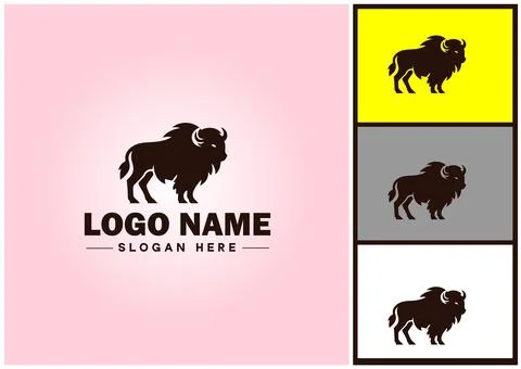 Bison logo vector art icon graphics for business brand icon bison logo templa Stock Illustration