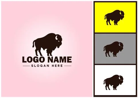 Bison logo vector art icon graphics for business brand icon bison logo templa Stock Illustration
