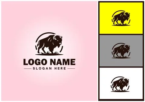 Bison logo vector art icon graphics for business brand icon bison logo templa Stock Illustration