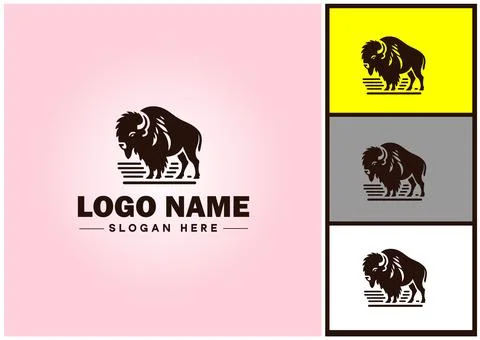 Bison logo vector art icon graphics for business brand icon bison logo templa Stock Illustration