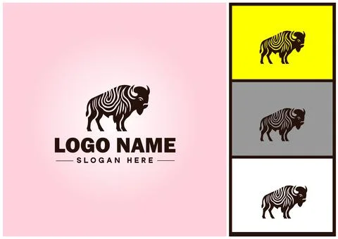 Bison logo vector art icon graphics for business brand icon bison logo templa Stock Illustration