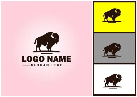 Bison logo vector art icon graphics for business brand icon bison logo templa Stock Illustration