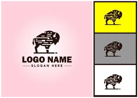 Bison logo vector art icon graphics for business brand icon bison logo templa Stock Illustration