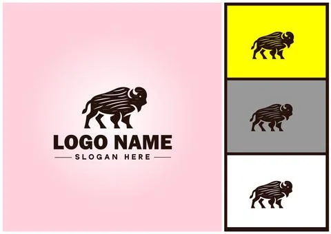 Bison logo vector art icon graphics for business brand icon bison logo templa Stock Illustration