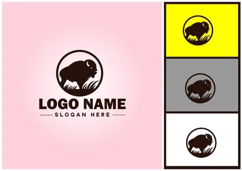 Bison logo vector art icon graphics for business brand icon bison logo templa Stock Illustration