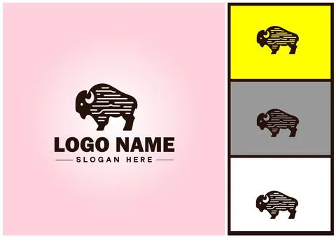 Bison logo vector art icon graphics for business brand icon bison logo templa Stock Illustration