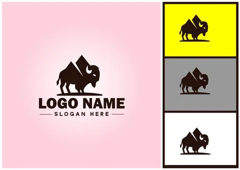 Bison logo vector art icon graphics for business brand icon bison logo templa Stock Illustration